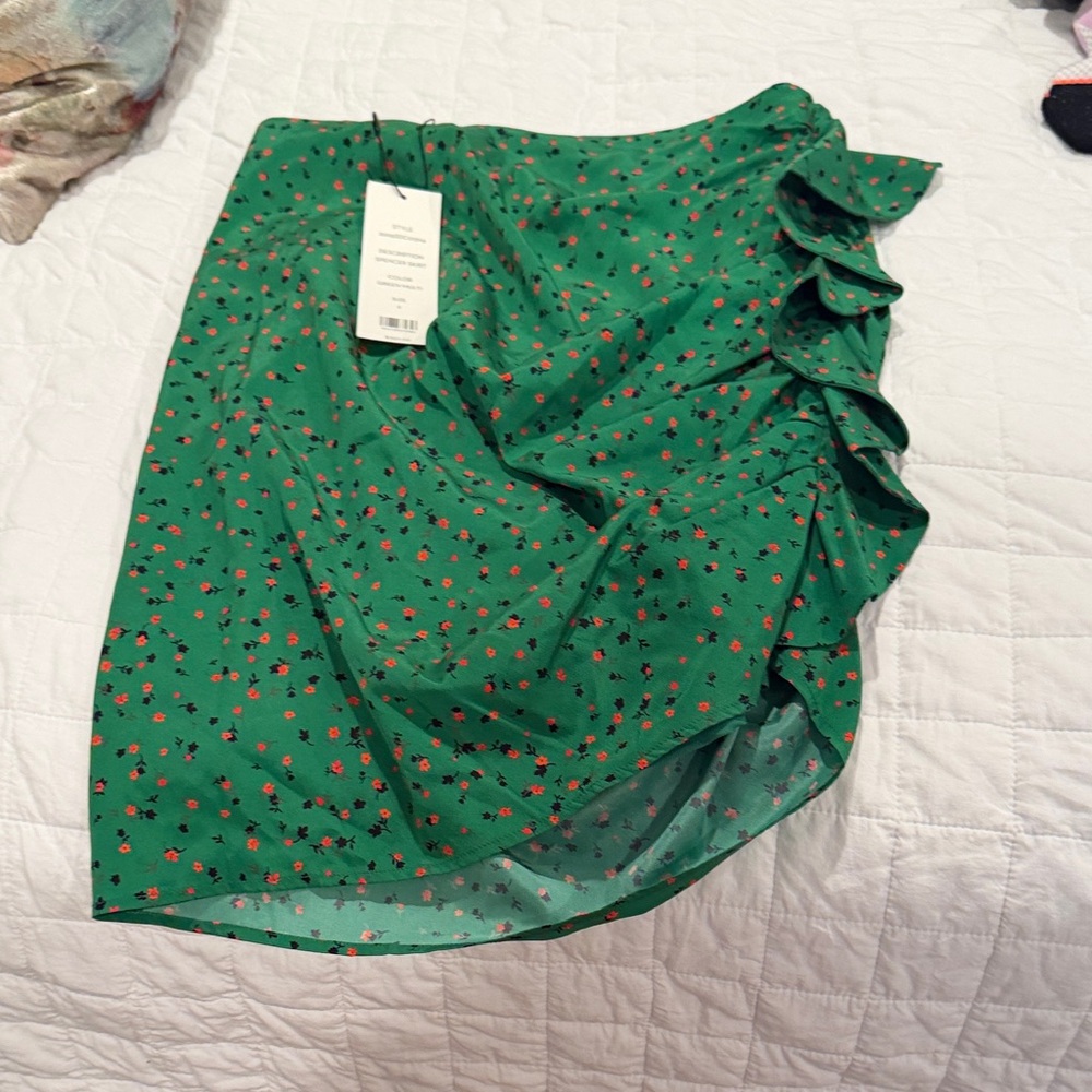 Veronica Beard Floral Green Ruffle Skirt brand new w tags